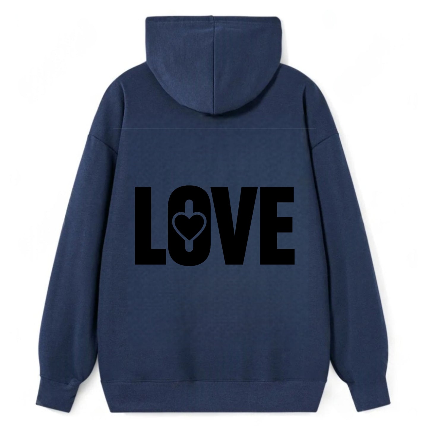 Bold typography design - "LOVE" - universal connection, heart centered - Classic Pullover Hoodie - Navy