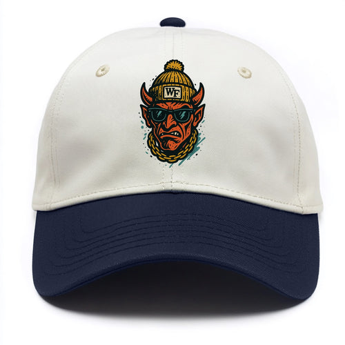 Winston-Salem Demon wearing Wake Forest beanie with WF patch - Two Tone Cap