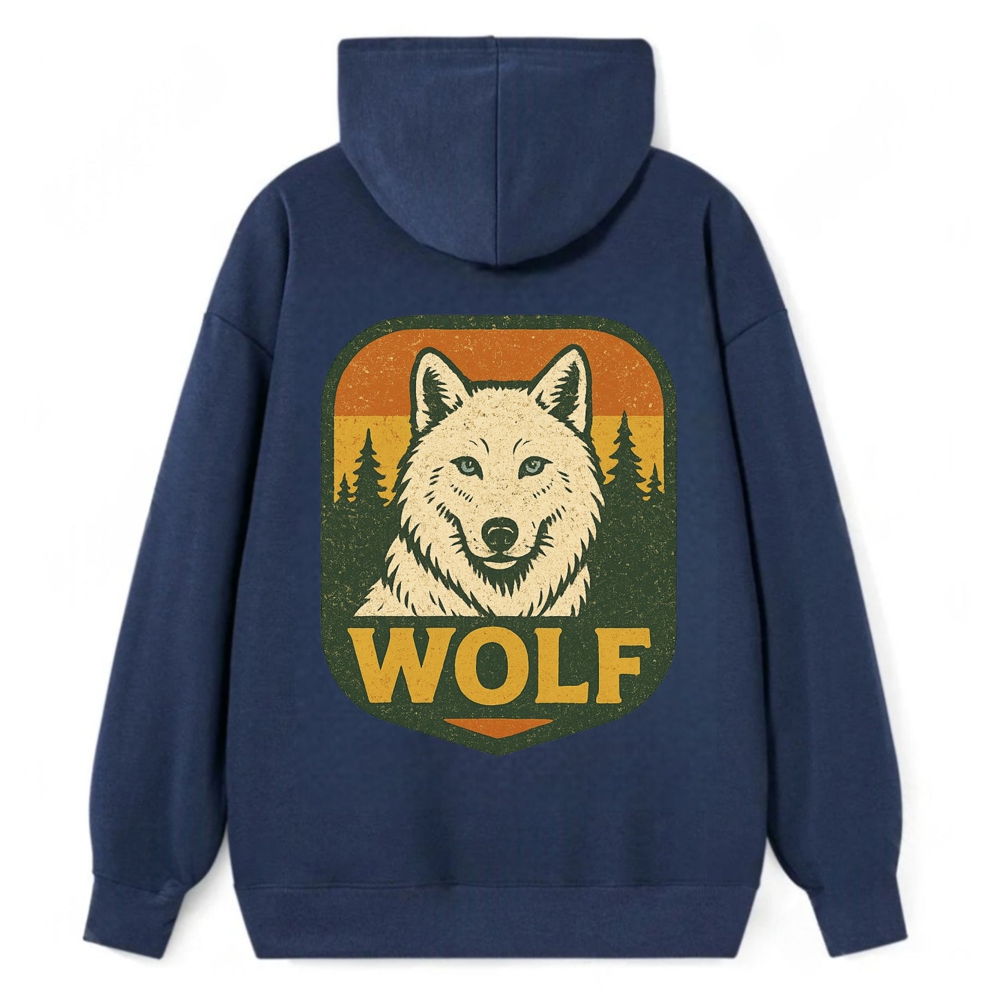 Arctic White Wolf  - Classic Pullover Hoodie - Navy