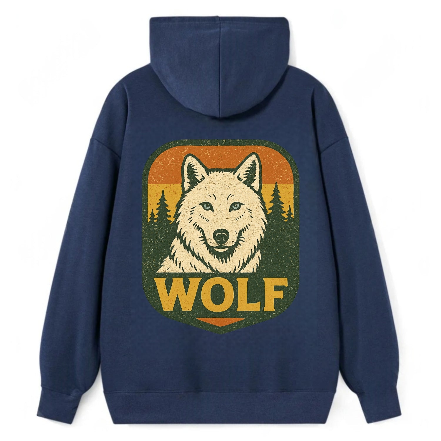 Arctic White Wolf  - Classic Pullover Hoodie - Navy