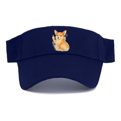 Corgi short legs and fluffy butt, one stubby paw up with sass - Visor - Navy