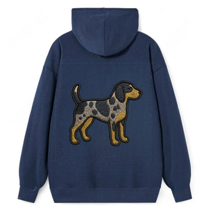 Bluetick Coonhound - Trendy spotted hound logo with prominent black border - Classic Pullover Hoodie - Navy