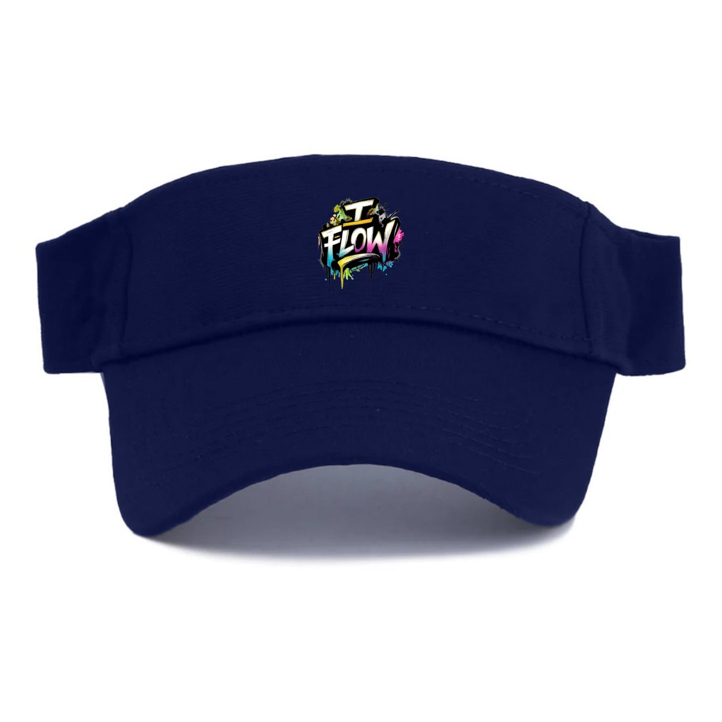 Bold typography design - "I FLOW" - going with life, easy movement - Visor - Navy