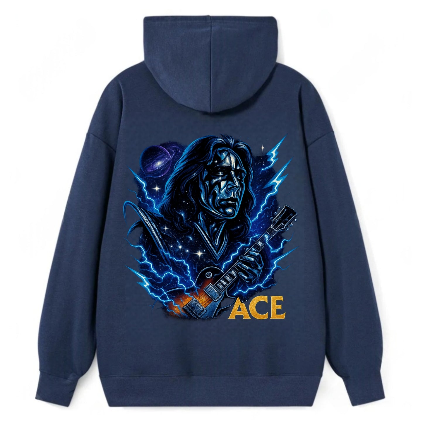 Cosmic Chrome Portrait - Classic Pullover Hoodie - Navy