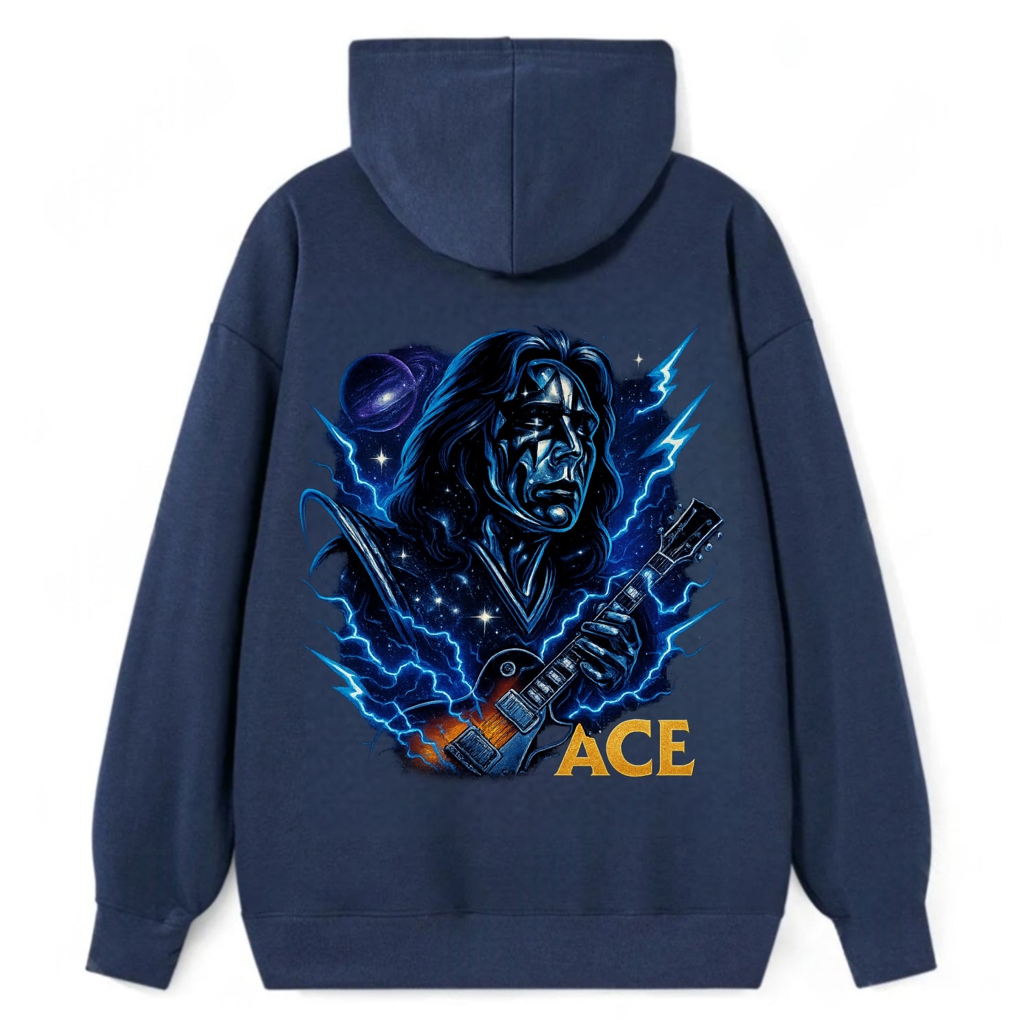 Cosmic Chrome Portrait - Classic Pullover Hoodie - Navy