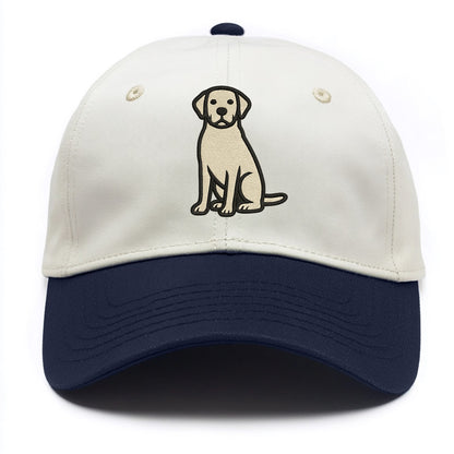 Goldador - Golden Lab mix sitting pose - Two Tone Cap - Navy