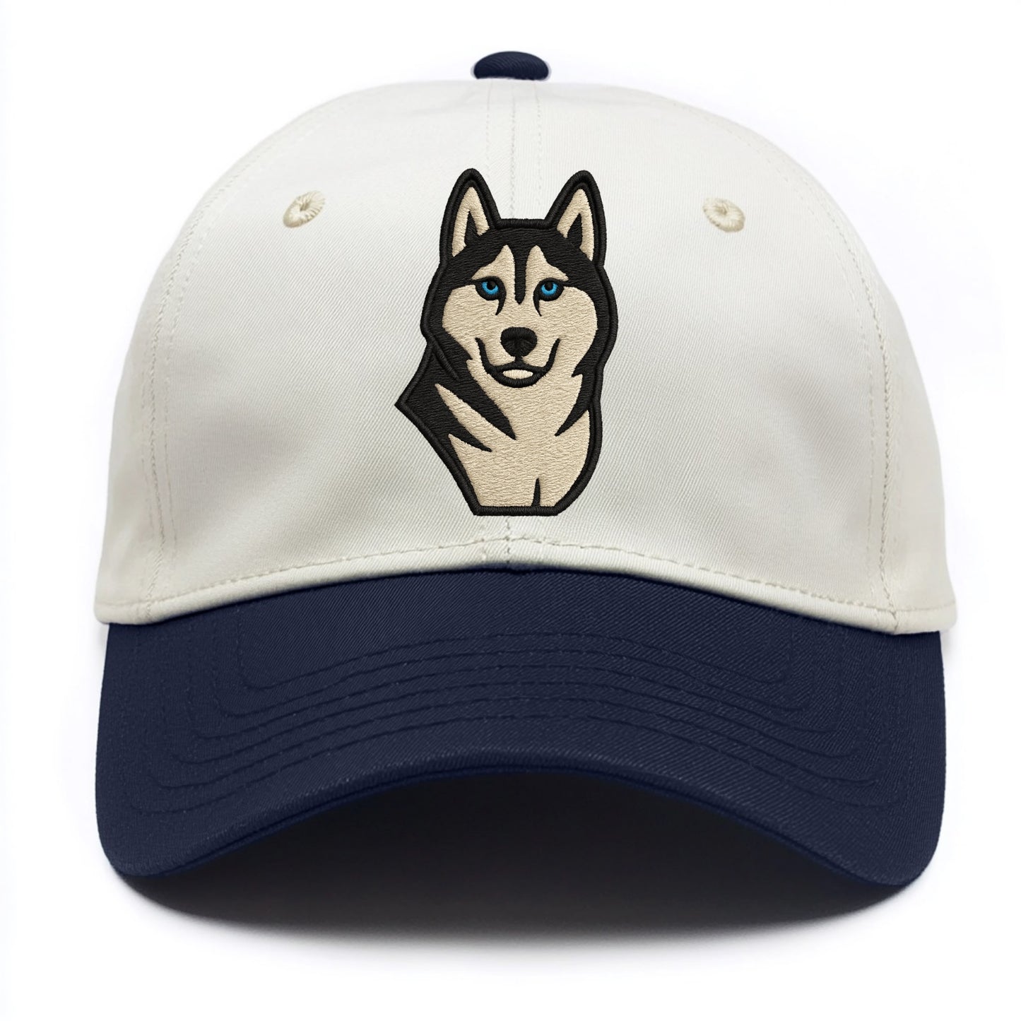 Husky - Blue eyes close-up portrait - Two Tone Cap - Navy