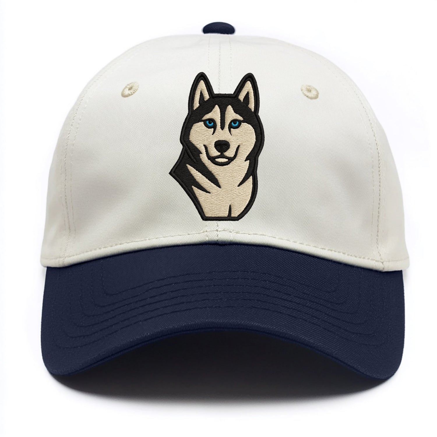 Husky - Blue eyes close-up portrait - Two Tone Cap - Navy