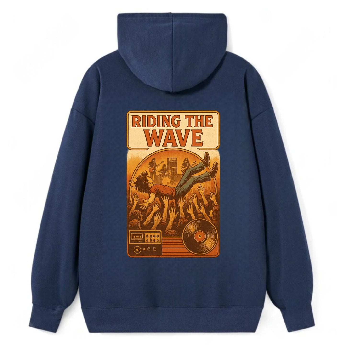 Crowd surfing at packed concert - "Riding the Wave" - concert energy - Classic Pullover Hoodie - Navy