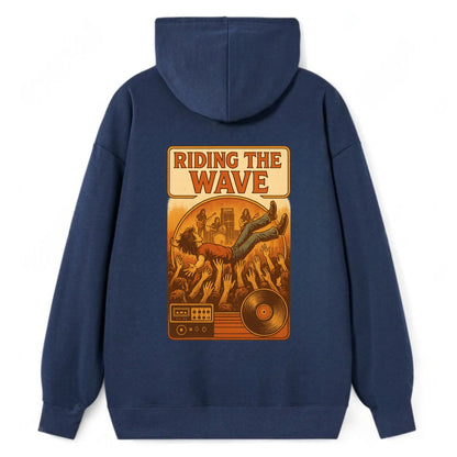 Crowd surfing at packed concert - "Riding the Wave" - concert energy - Classic Pullover Hoodie - Navy