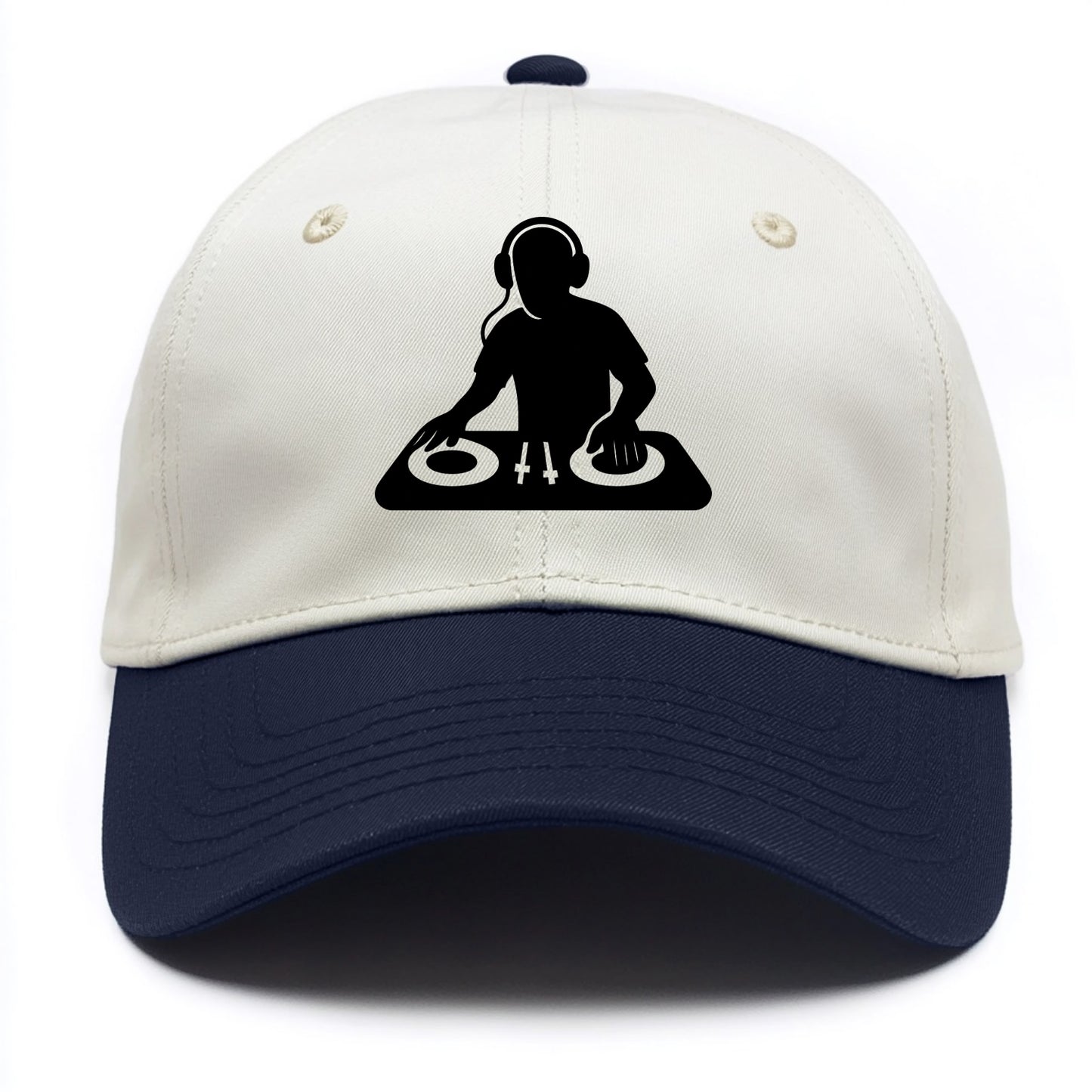 DJ with turntables and headphones - Two Tone Cap - Navy