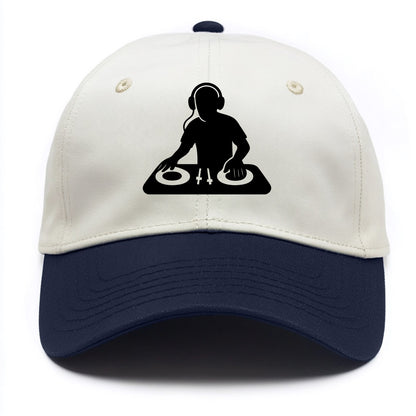 DJ with turntables and headphones - Two Tone Cap - Navy