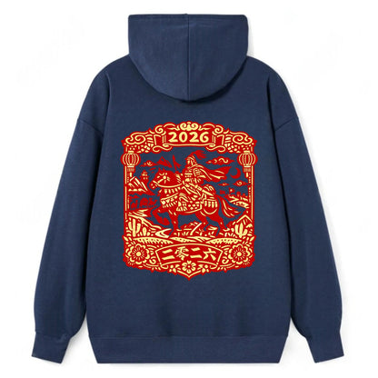 HORSE AND RIDER | Traditional Chinese warrior on horseback | Silk Road - Classic Pullover Hoodie - Navy