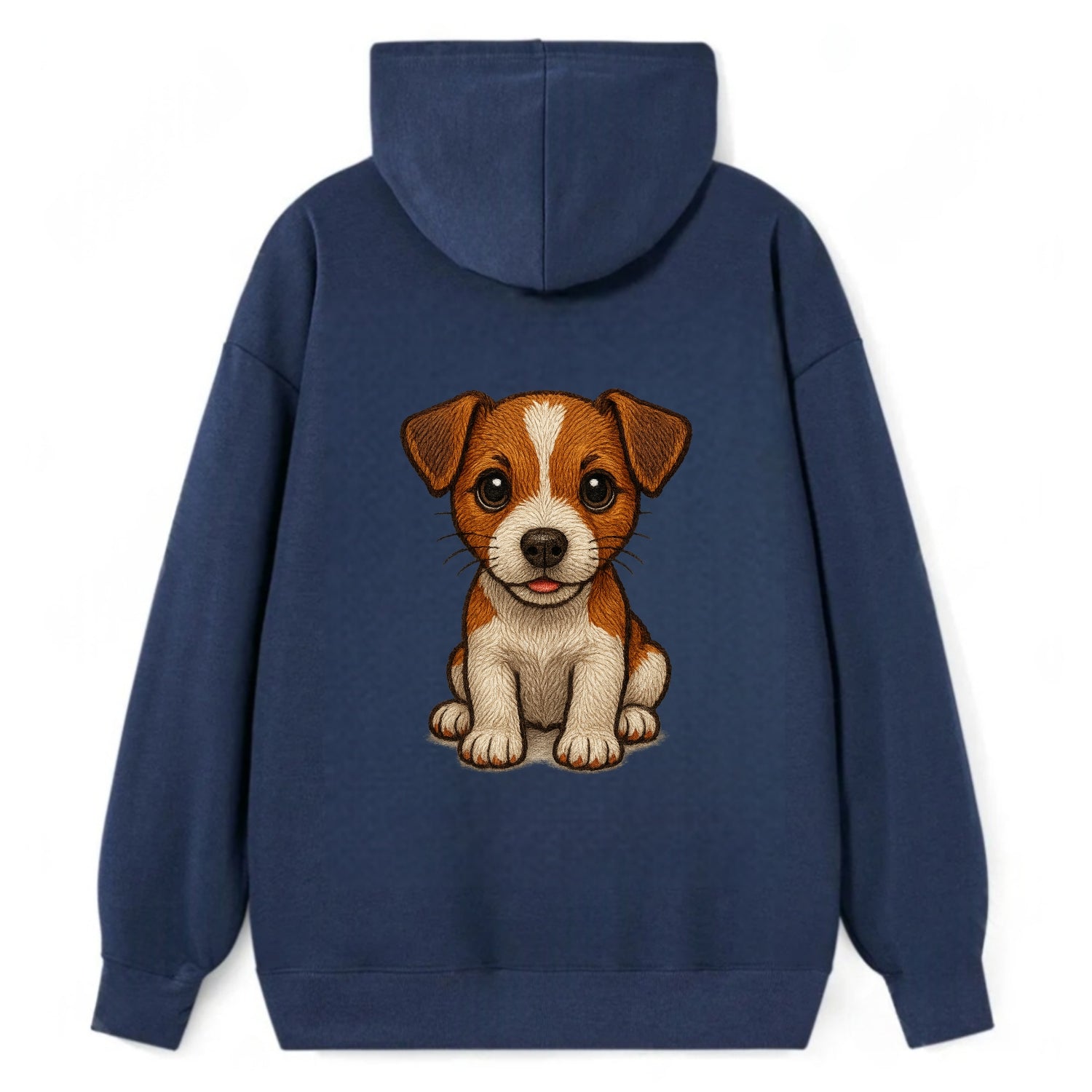 Baby Jack Russell Terrier Puppy - white with markings, alert ears, - Classic Pullover Hoodie - Navy