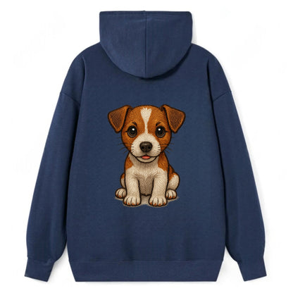 Baby Jack Russell Terrier Puppy - white with markings, alert ears, - Classic Pullover Hoodie - Navy