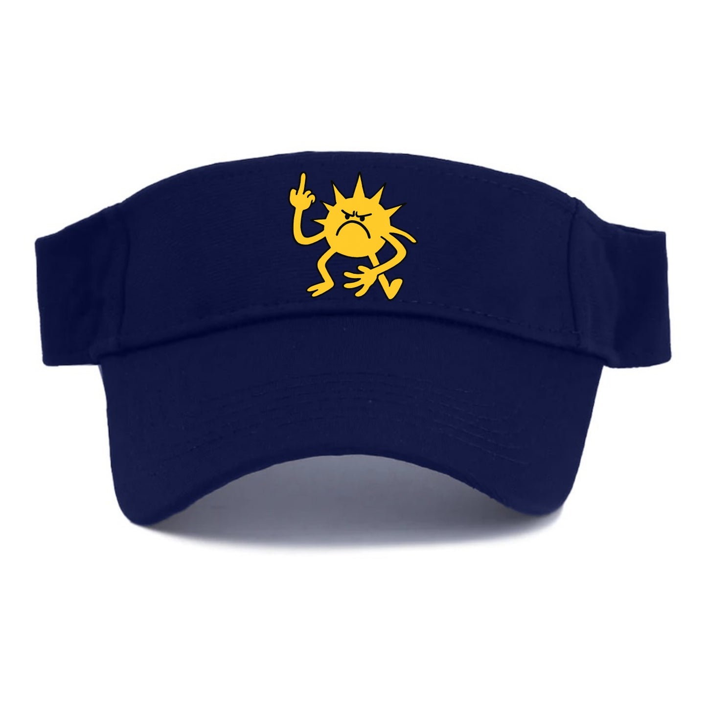 MORNINGS ARE PUNISHMENT | Grumpy sun with middle finger - Visor - Navy