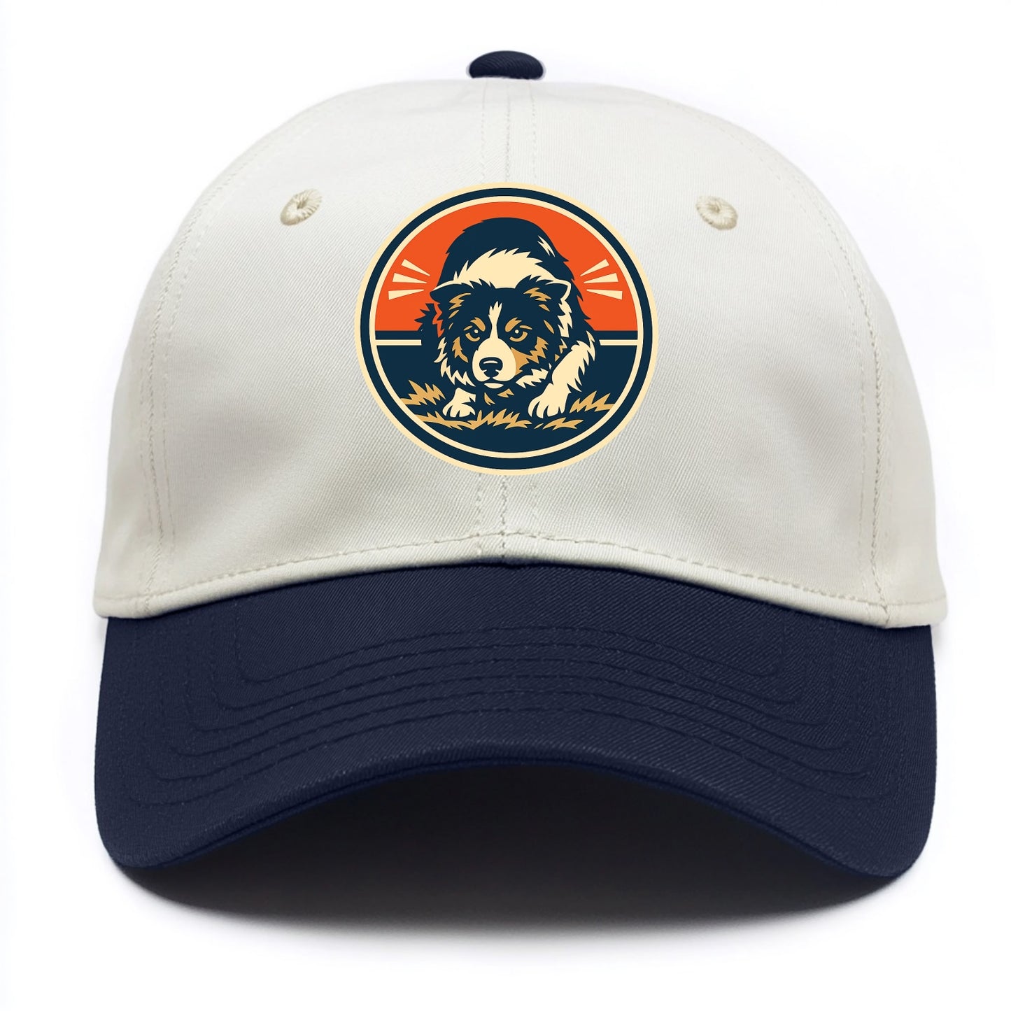 Focused Border Collie Emblem - Two Tone Cap - Navy