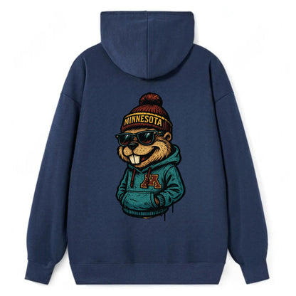 Minneapolis Gopher wearing Minnesota beanie with M patch - Classic Pullover Hoodie - Navy