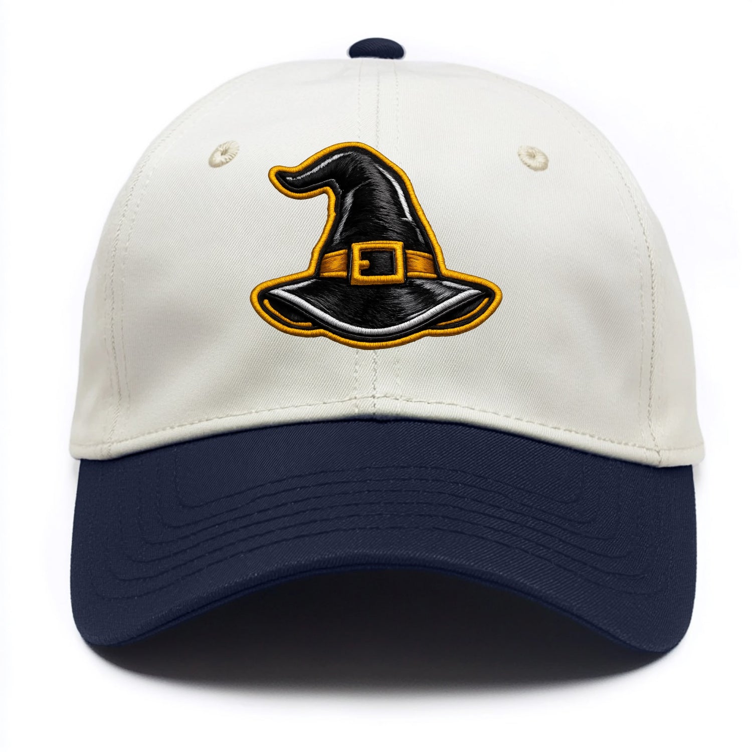 WITCH HAT - pointed hat with buckle in black and gold , coven - Two Tone Cap - Navy