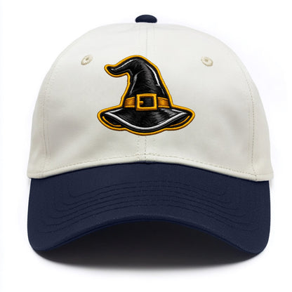 WITCH HAT - pointed hat with buckle in black and gold , coven - Two Tone Cap - Navy