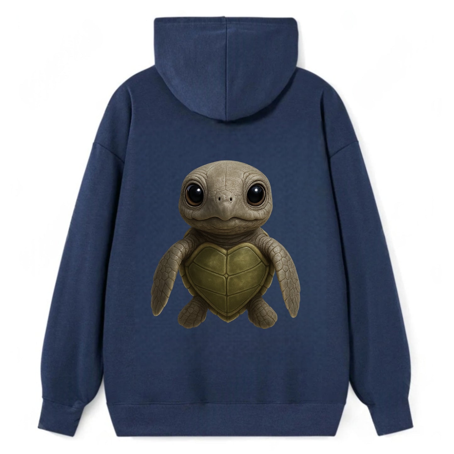 Baby Olive Ridley Turtle - olive green shell, heart-shaped carapace, - Classic Pullover Hoodie - Navy