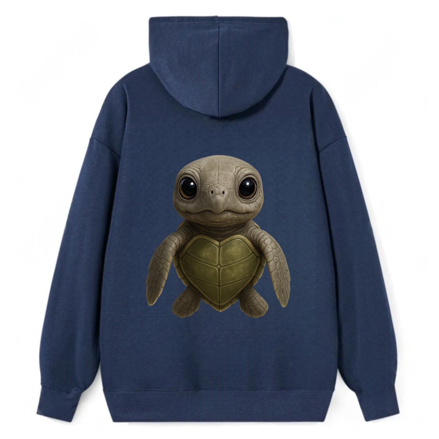Baby Olive Ridley Turtle - olive green shell, heart-shaped carapace, - Classic Pullover Hoodie - Navy