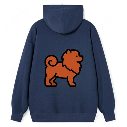 Chow Chow - Red fluffy flat side profile - Classic Pullover Hoodie - Navy