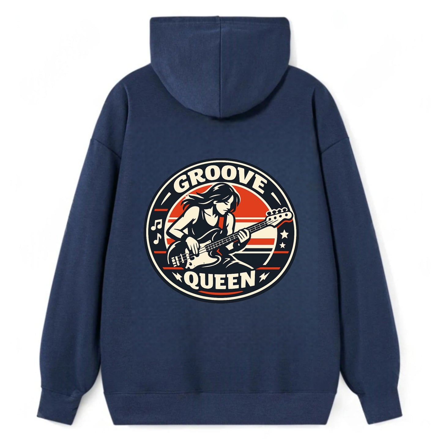 Groove Queen Emblem - Classic Pullover Hoodie - Navy