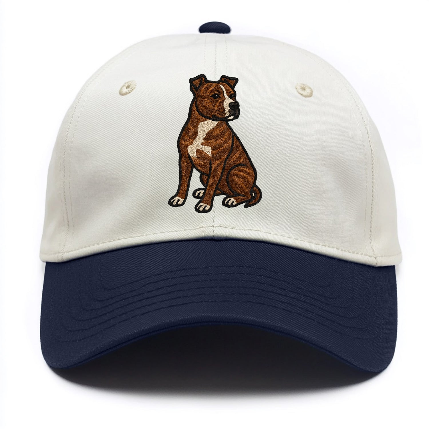 American Staffordshire Terrier - Brindle embroidered pose - Two Tone Cap - Navy
