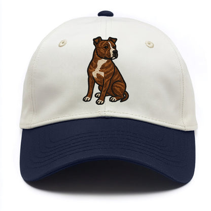 American Staffordshire Terrier - Brindle embroidered pose - Two Tone Cap - Navy