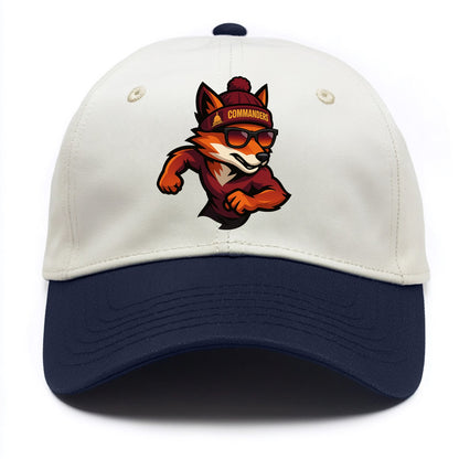 Washington Fox wearing Commanders beanie with Capitol patch and wayfarer sunglasses - Two Tone Cap - Navy