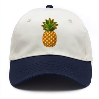 PINEAPPLE CROWN - tropical fruit in yellow and green , hospitality - Two Tone Cap - Navy