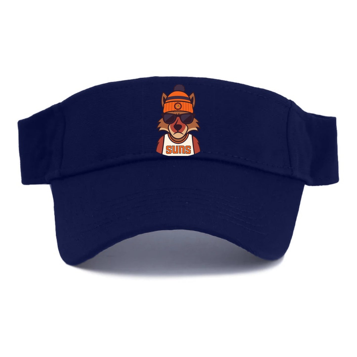 Arizona Coyote wearing Suns beanie with desert sun patch and wayfarer sunglasses - Visor - Navy