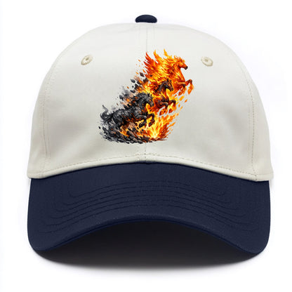 INFERNO STALLION | Horse made entirely of living flames | Blazing mane and tail | - Two Tone Cap - Navy