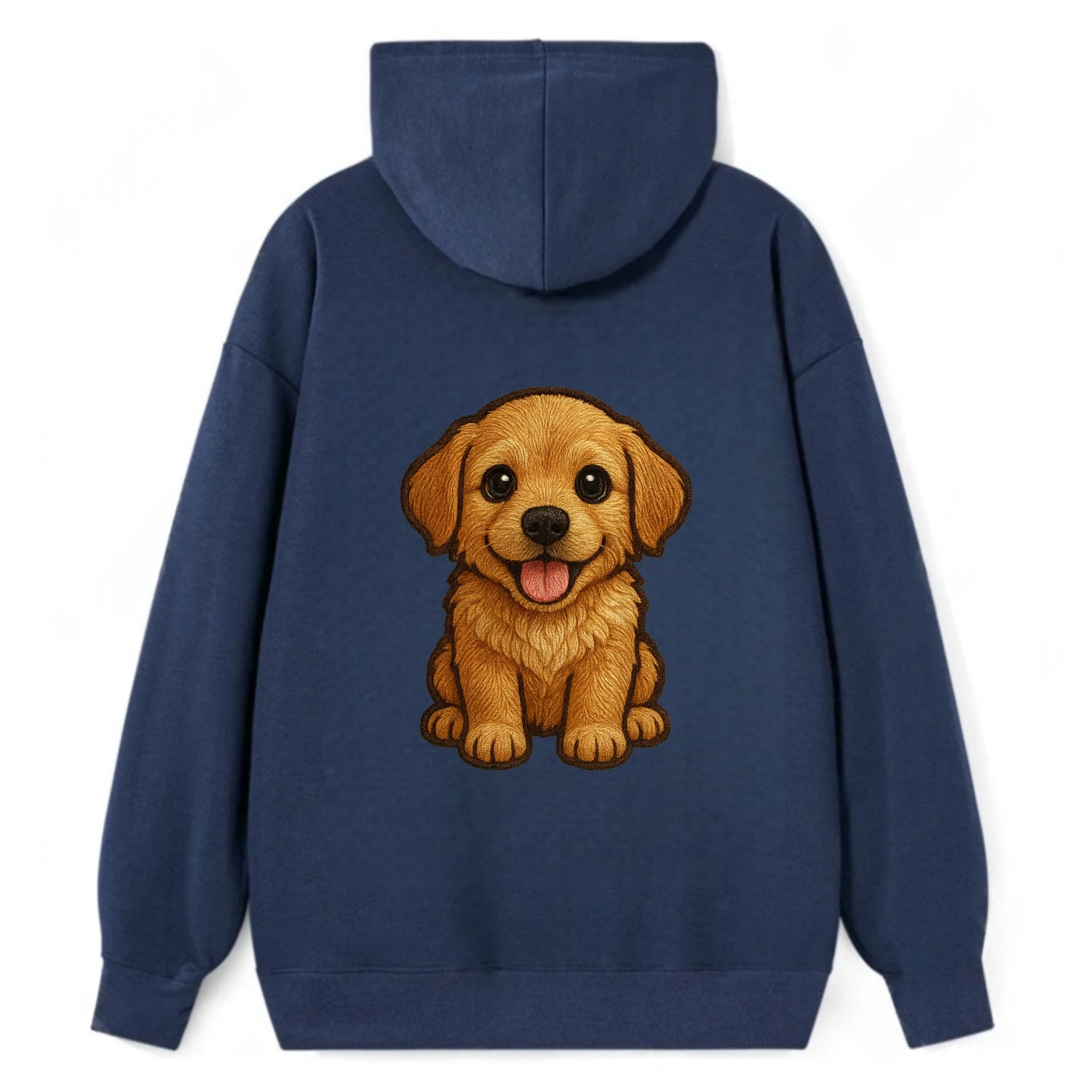 Baby Golden Retriever Puppy - fluffy golden fur, big brown eyes, pink - Classic Pullover Hoodie - Navy