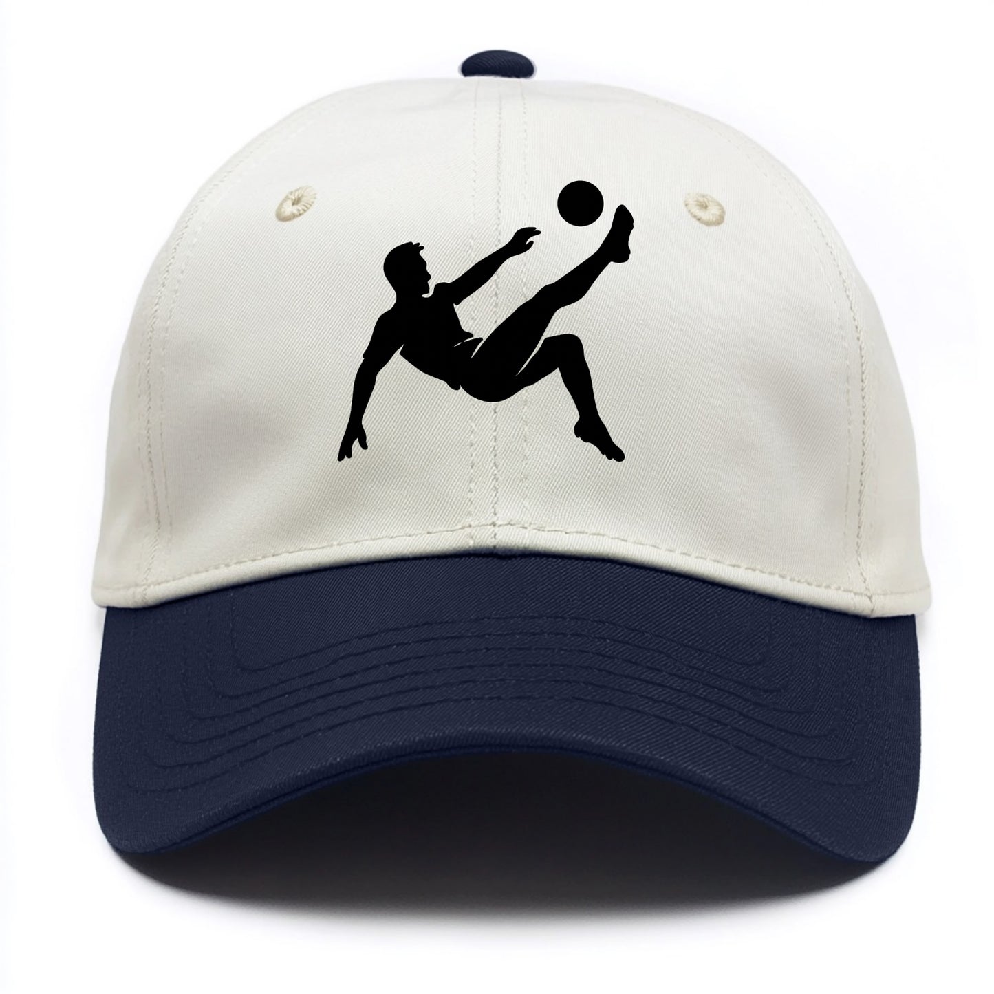 Soccer player kicking ball mid-air - Two Tone Cap - Navy