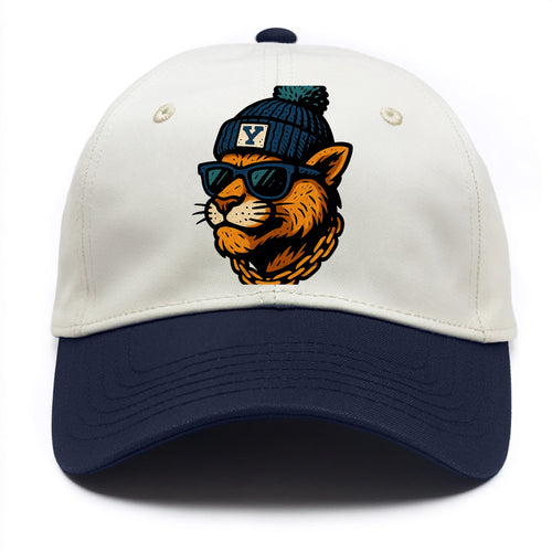Provo Cougar wearing BYU beanie with Y patch - Two Tone Cap