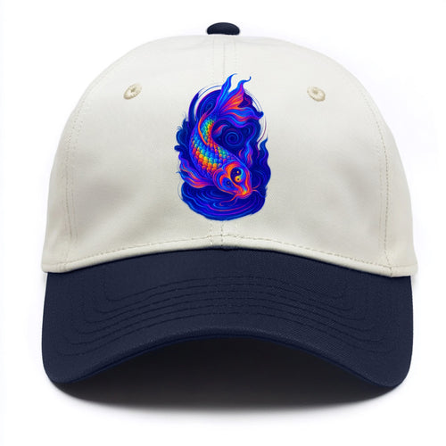 Sacred koi with scales reflecting rainbow prisms, yin-yang patterns in cosmic - Two Tone Cap
