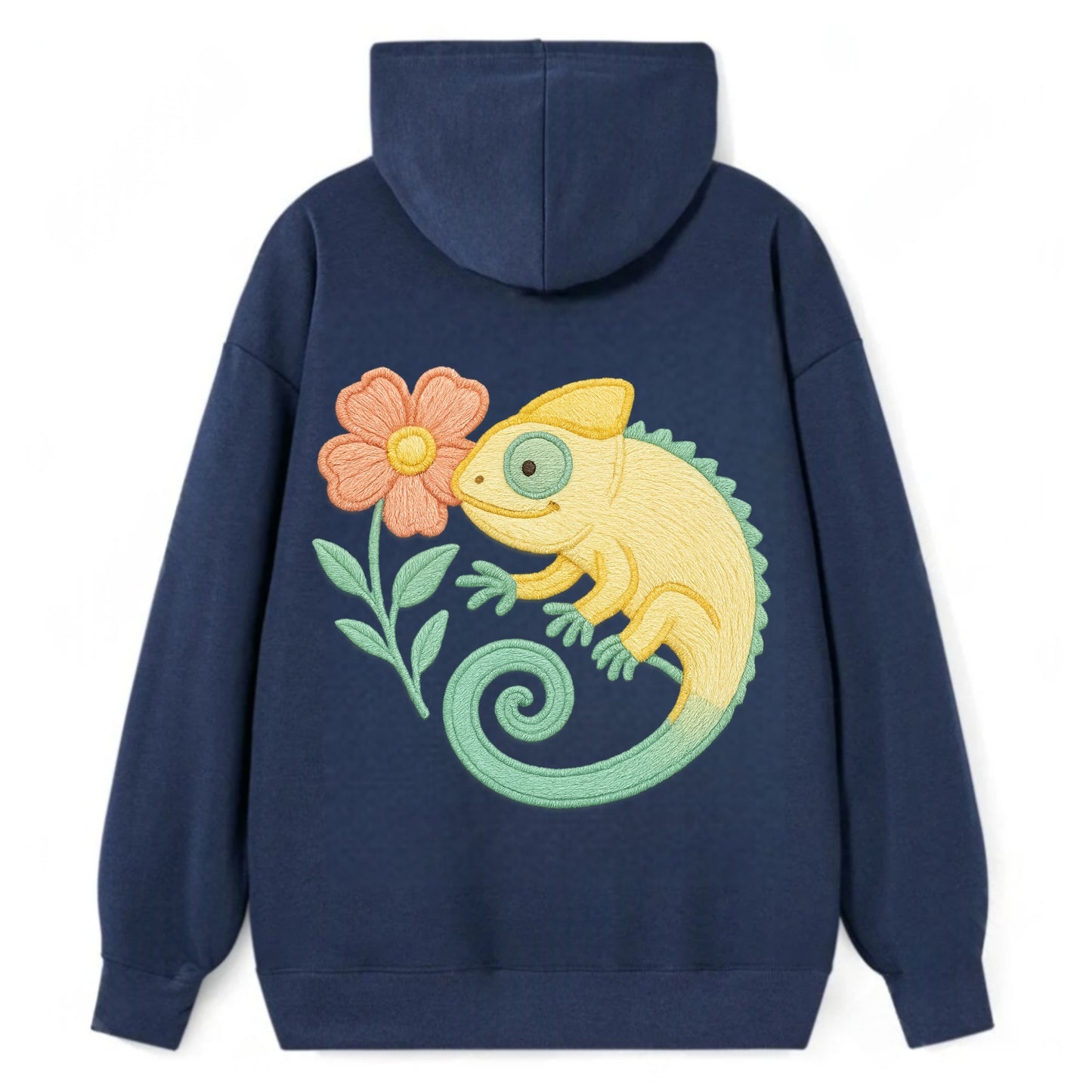 Yellow Chameleon - Classic Pullover Hoodie - Navy