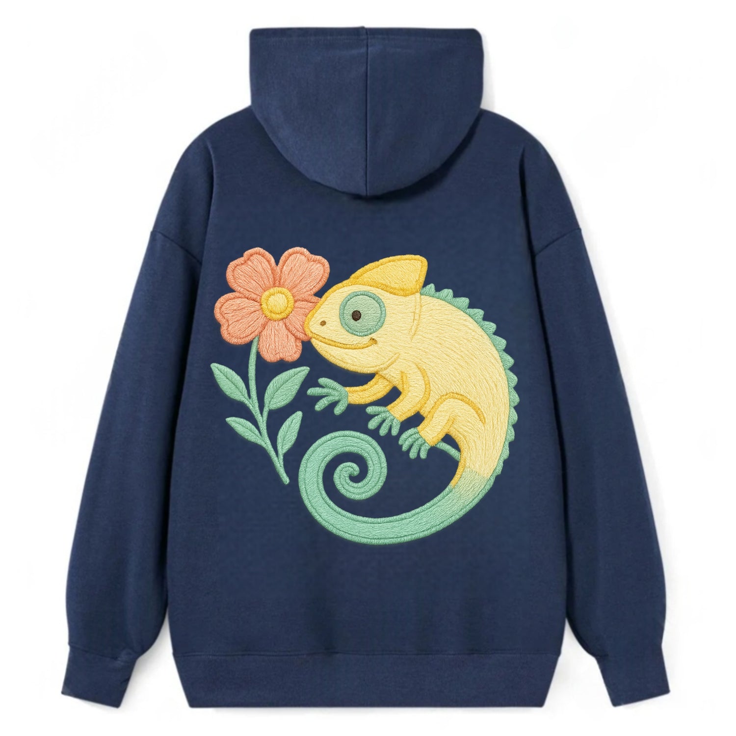 Yellow Chameleon - Classic Pullover Hoodie - Navy