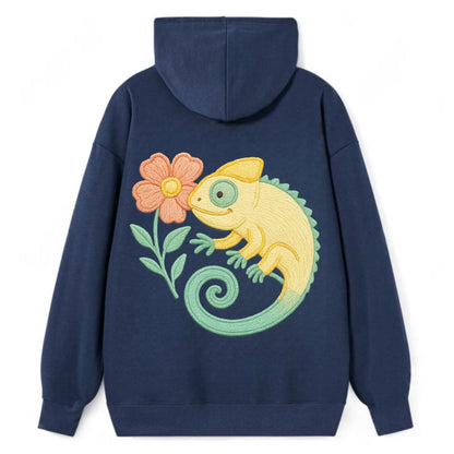 Yellow Chameleon - Classic Pullover Hoodie - Navy
