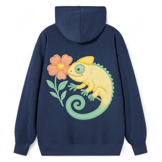 Yellow Chameleon - Classic Pullover Hoodie - Navy