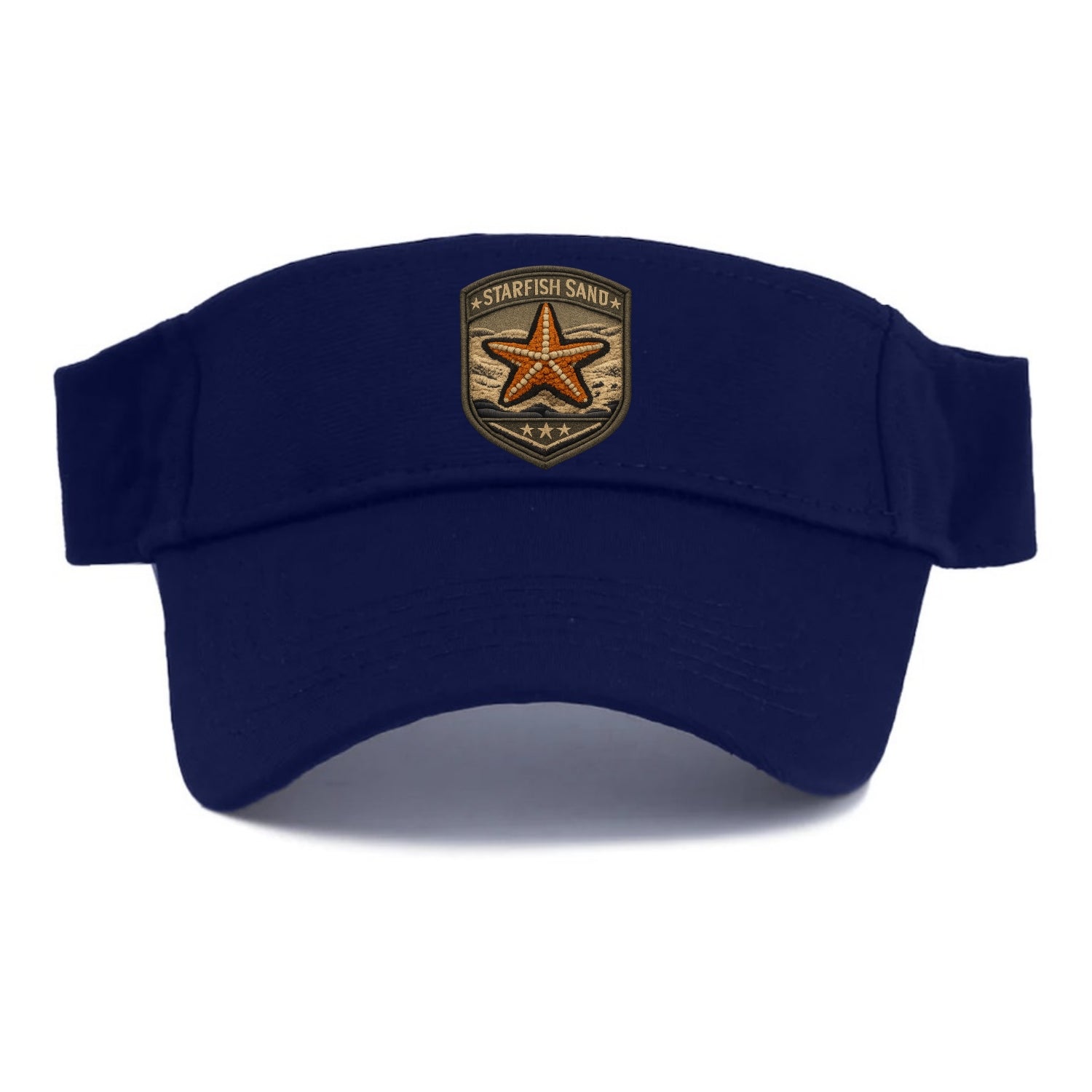 STARFISH SAND - sea star in orange and tan , beachcomber - Visor - Navy