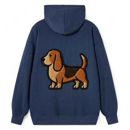 Basset Hound - Trendy low-rider design with prominent black outline - Classic Pullover Hoodie - Navy
