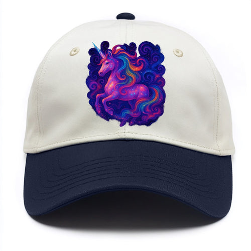 Magical unicorn with flowing rainbow gradient mane, iridescent horn with spiral - Two Tone Cap