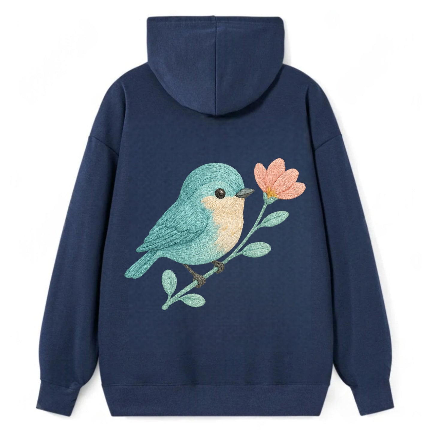 Aqua Chickadee - Classic Pullover Hoodie - Navy