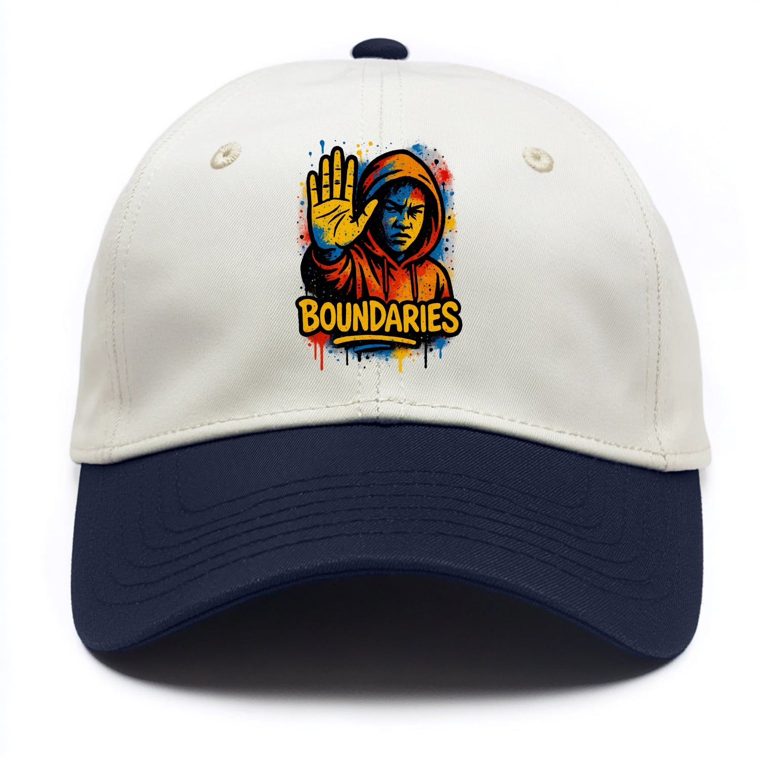 Person holding up hand in "stop" gesture - setting boundaries concept, - Two Tone Cap - Navy