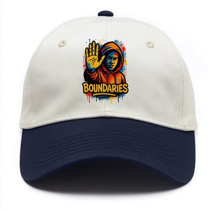 Person holding up hand in "stop" gesture - setting boundaries concept, - Two Tone Cap - Navy