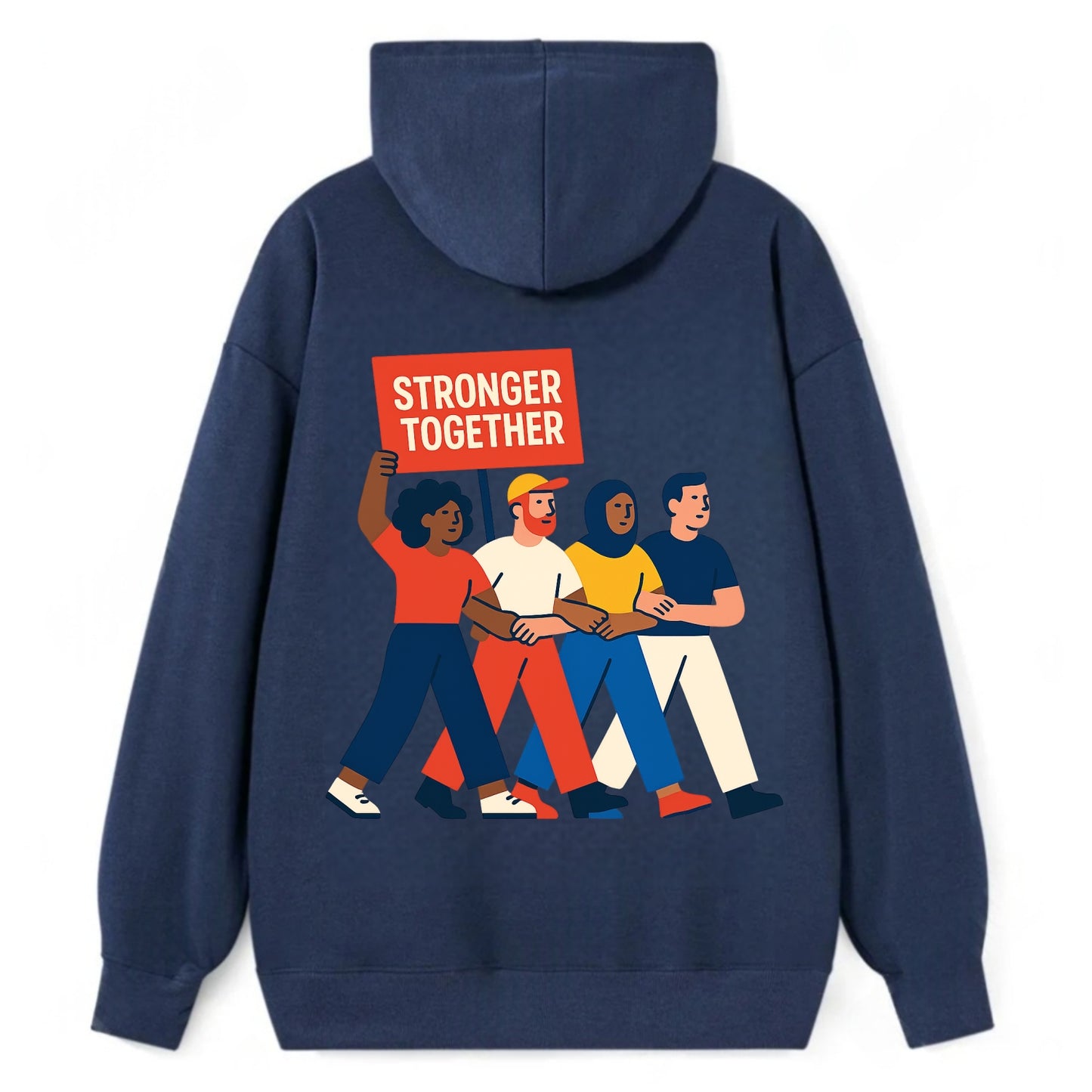 Peaceful protesters marching with linked arms - "Stronger Together" - - Classic Pullover Hoodie - Navy