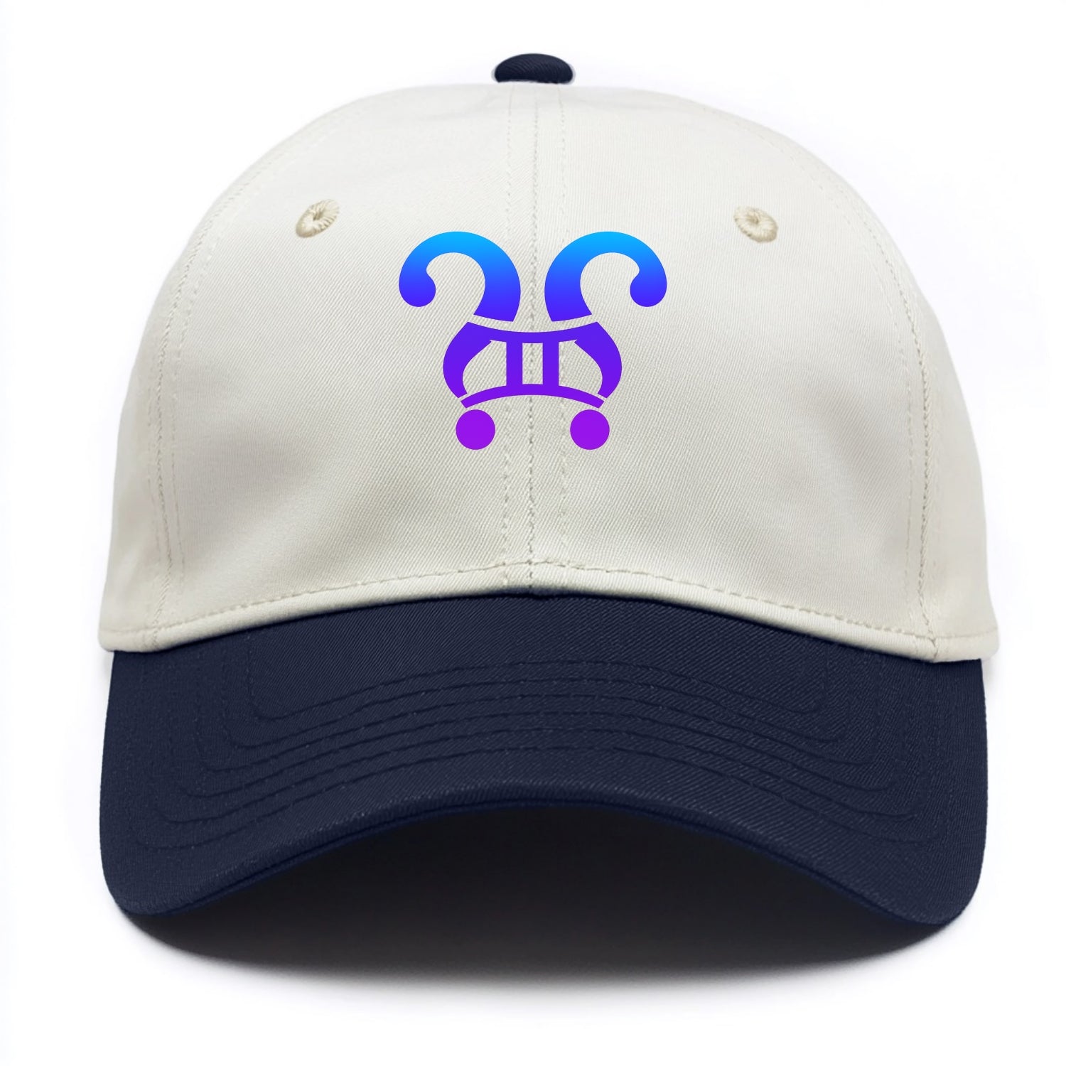 CURIOUS TWINS | Twin question marks | Endless curiosity | Seeking answers | - Two Tone Cap - Navy